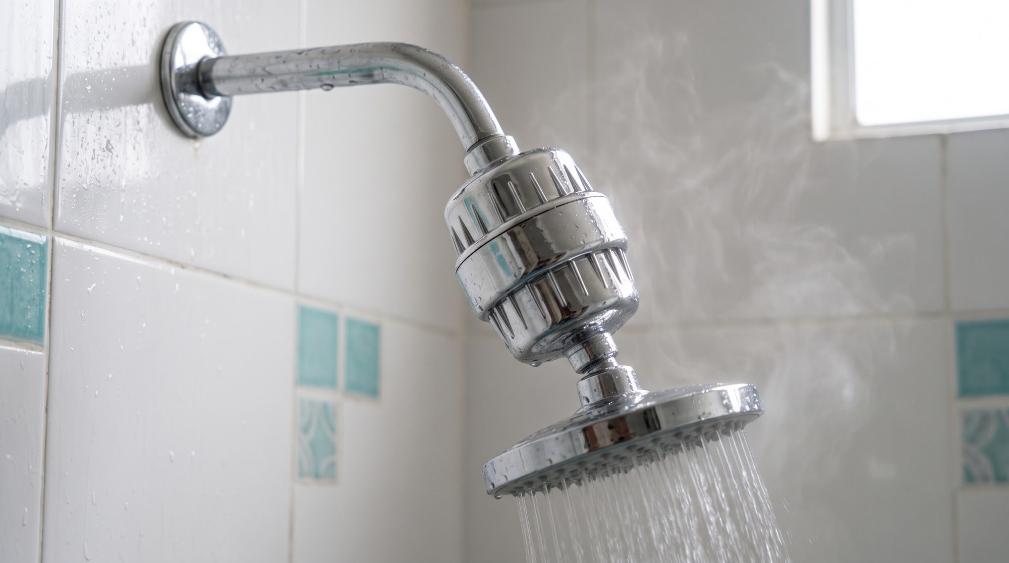 Filtro de ducha instalado en un baño de apartamento en Medellín