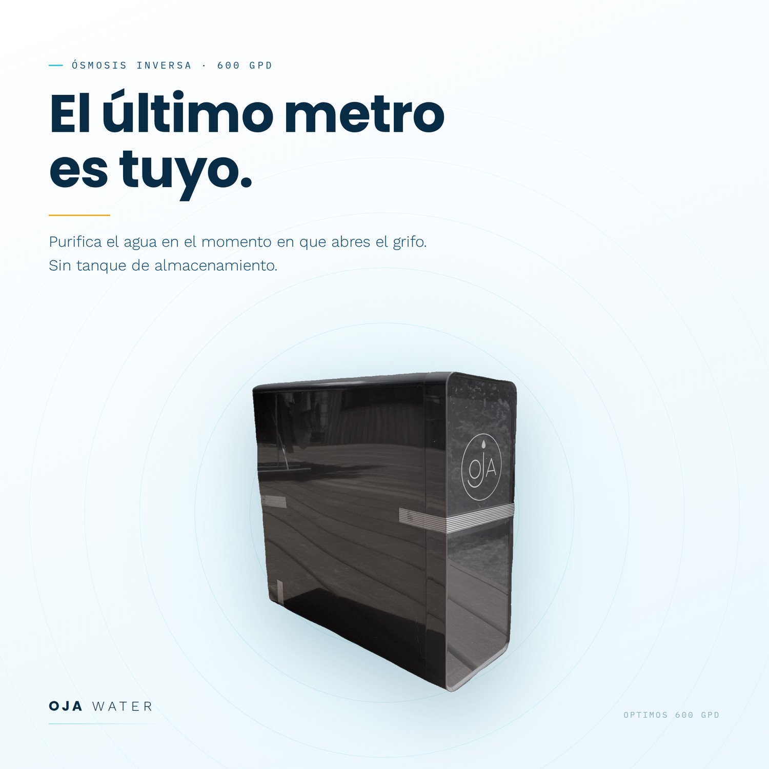 Sistema OJA Optimos instalado bajo el fregadero de una cocina